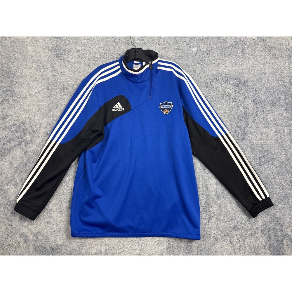 Adidas Mens XL Blue ClimaCool Frederick Soccer Quarter Zip Training Top Pullover